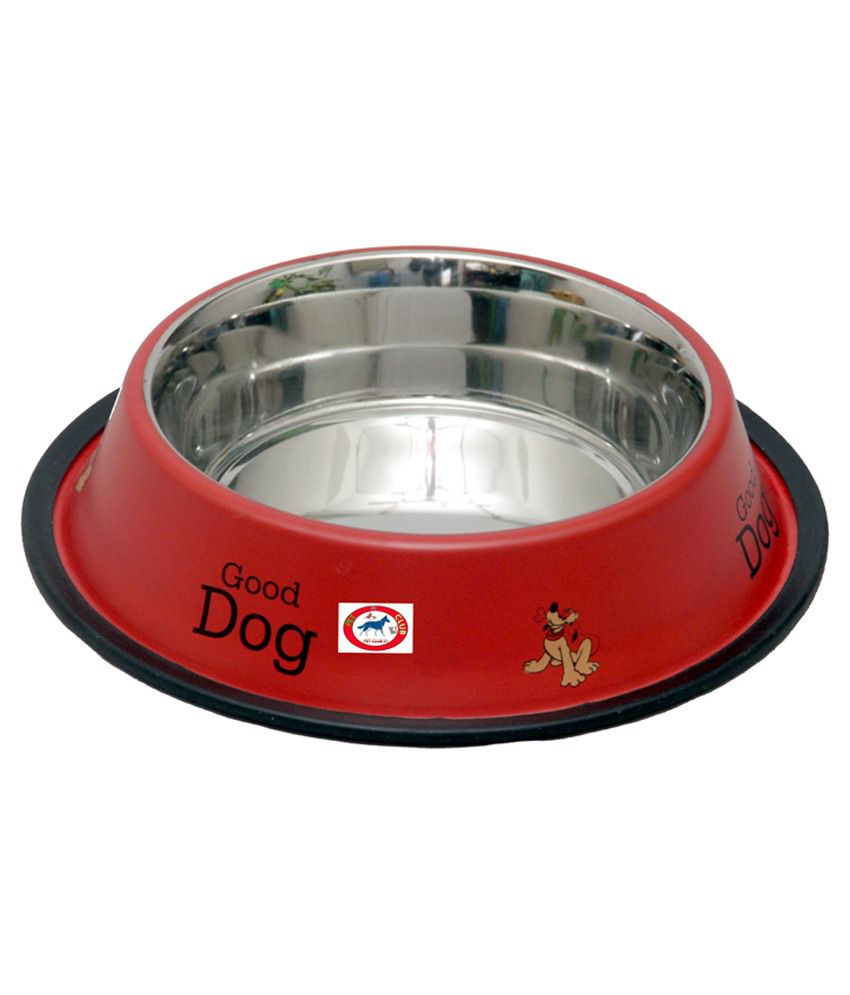     			Pet Club51 - Stainless Steel Dog Food Red Bowl 900 mL