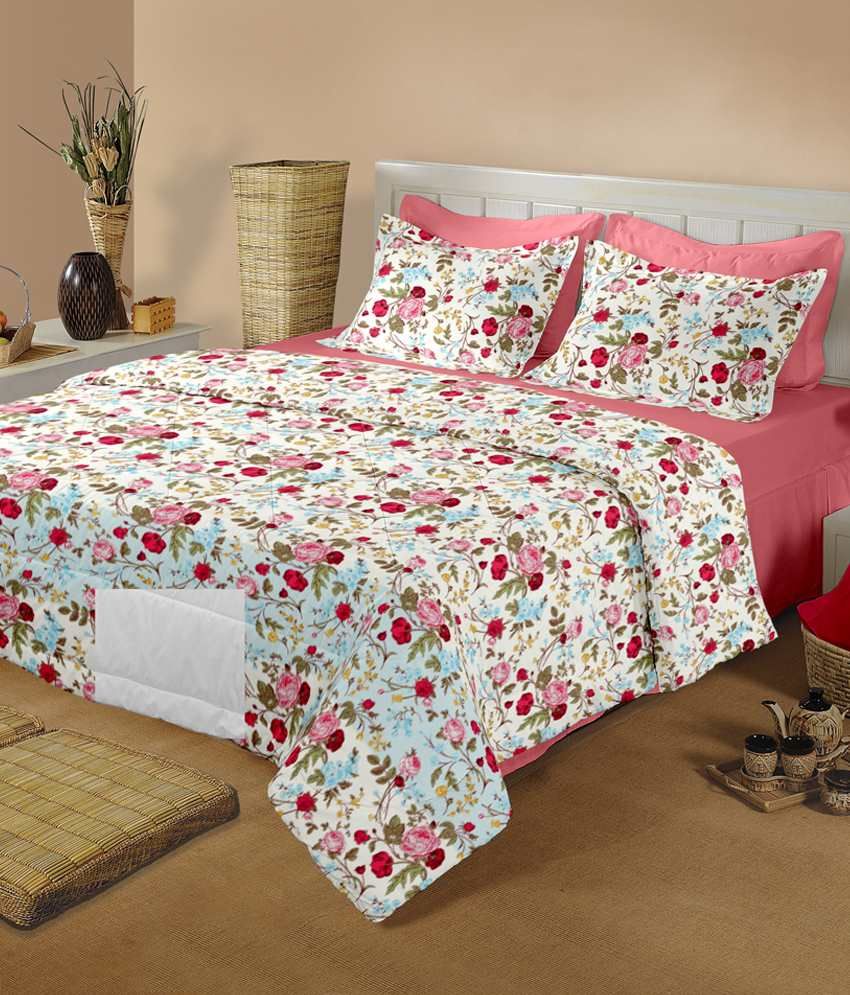 Raymond Pink Cotton Double Bedsheet With Two Pillow Covers Buy