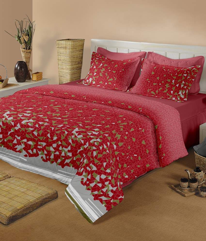 Raymond Red Cotton Double Bedsheet With Two Pillow Covers Buy Raymond