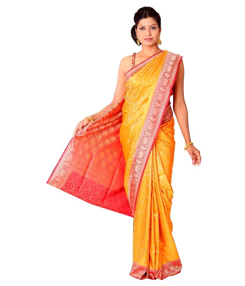 Roop Milan Yellow Silk Saree Buy Roop Milan Yellow Silk Saree Online