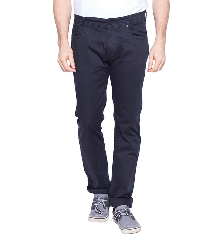 ladies navy slim fit trousers