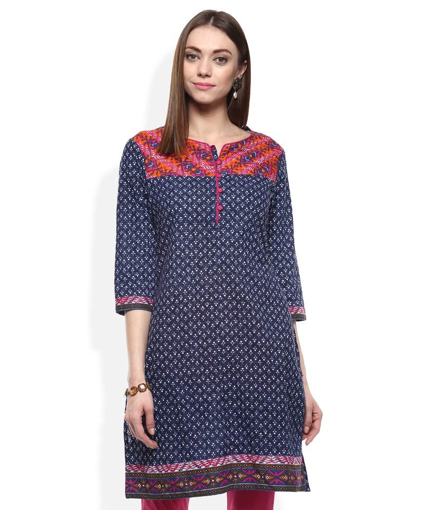 Rangmanch By Pantaloons Navy Printed Kurti Buy Rangmanch By
