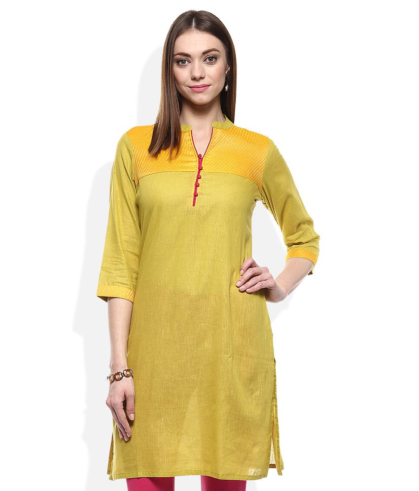 Rangmanch By Pantaloons Yellow Solid Kurti - Buy Rangmanch By ...