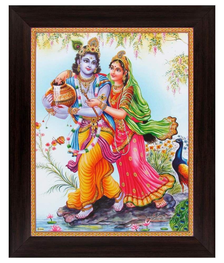 Avercart Lord Krishna Radha Krishna Poster 9x11 Inch Framed Buy