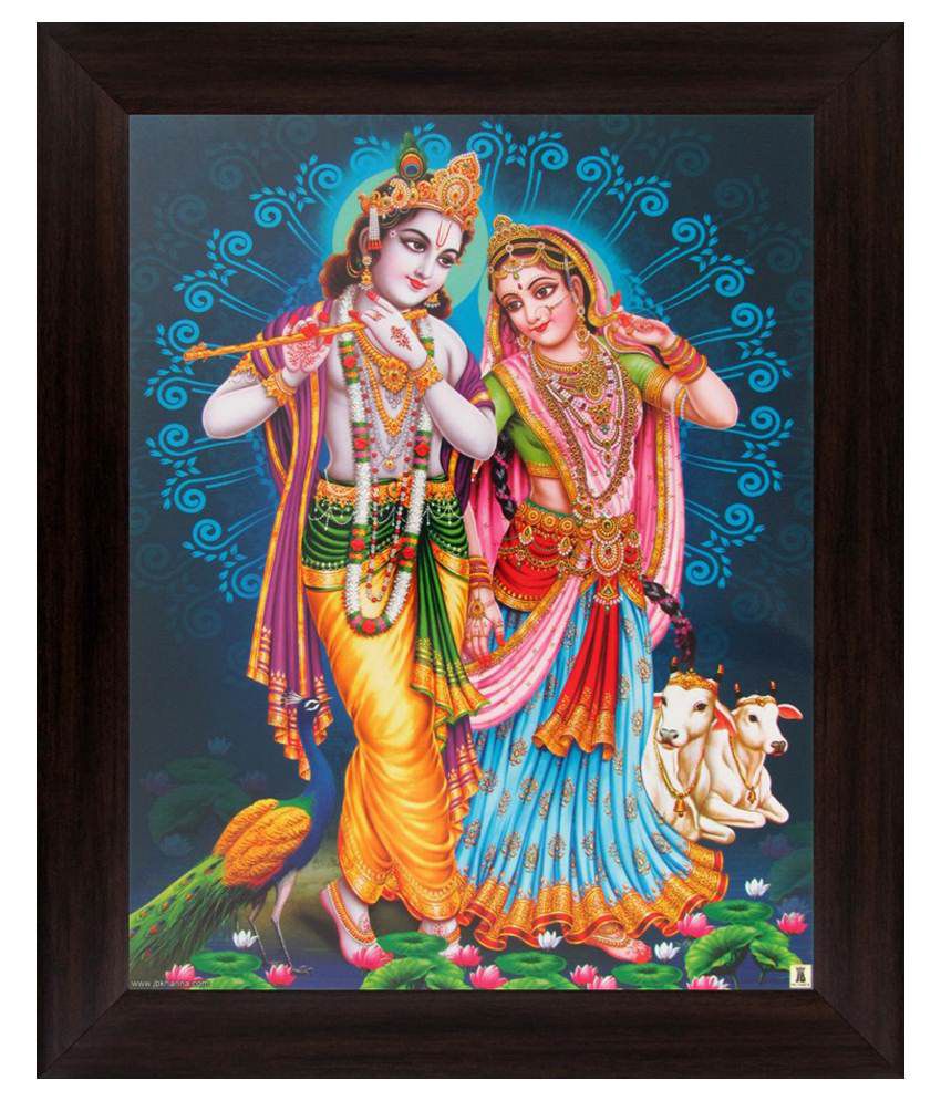 Avercart Lord Krishna / Radha Krishna Poster (9x11 Inch Framed ...