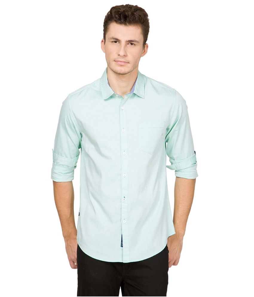 Freehand Green Cotton Shirt - Buy Freehand Green Cotton Shirt Online at ...