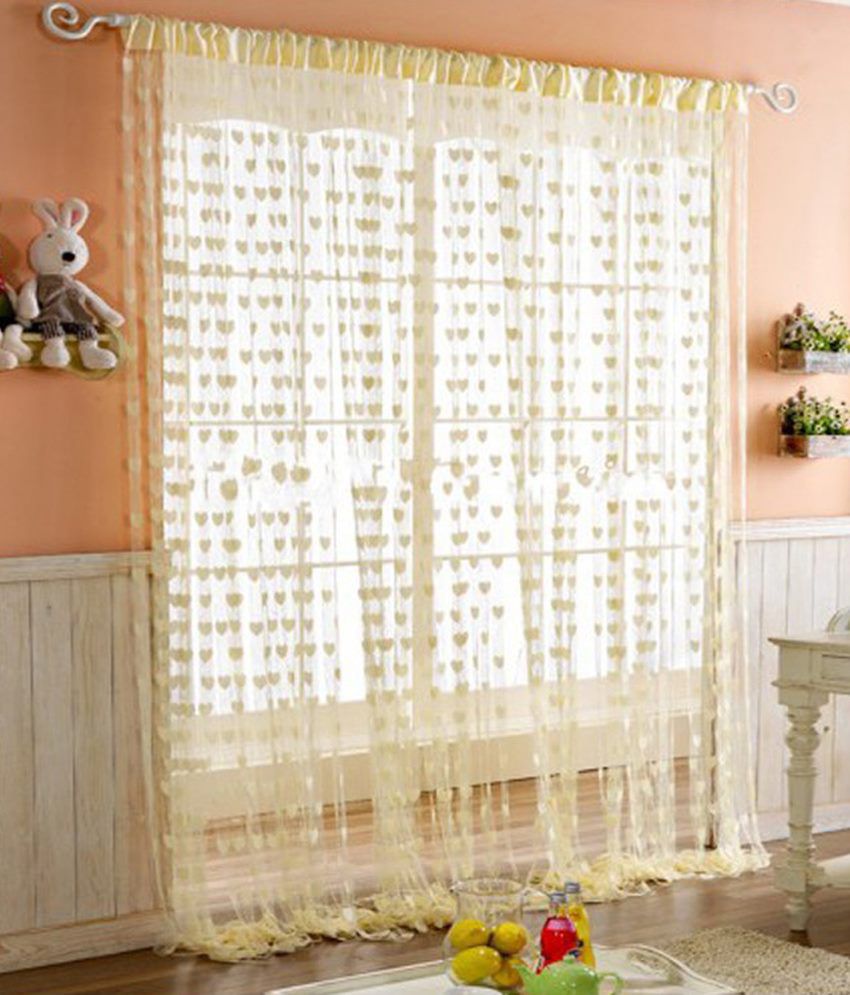     			Pindia Beige Polyester Door Curtains Set Of 2 Solid Beige