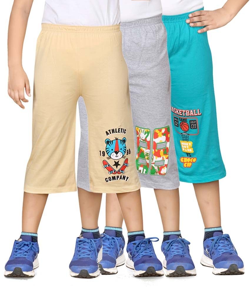     			Dongli Pack of 3 Cotton Shorts For Boys ( Multicolor )