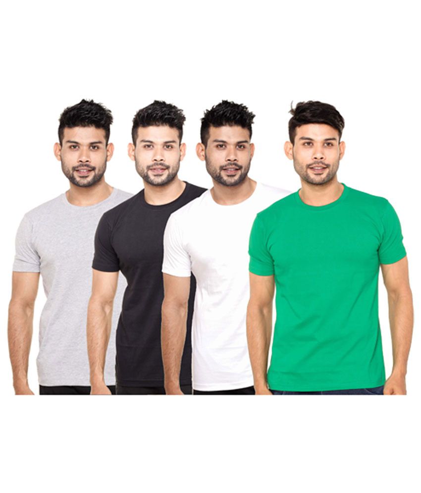     			FLEXIMAA - White Cotton Regular Fit Men's T-Shirt ( Pack of 3 )