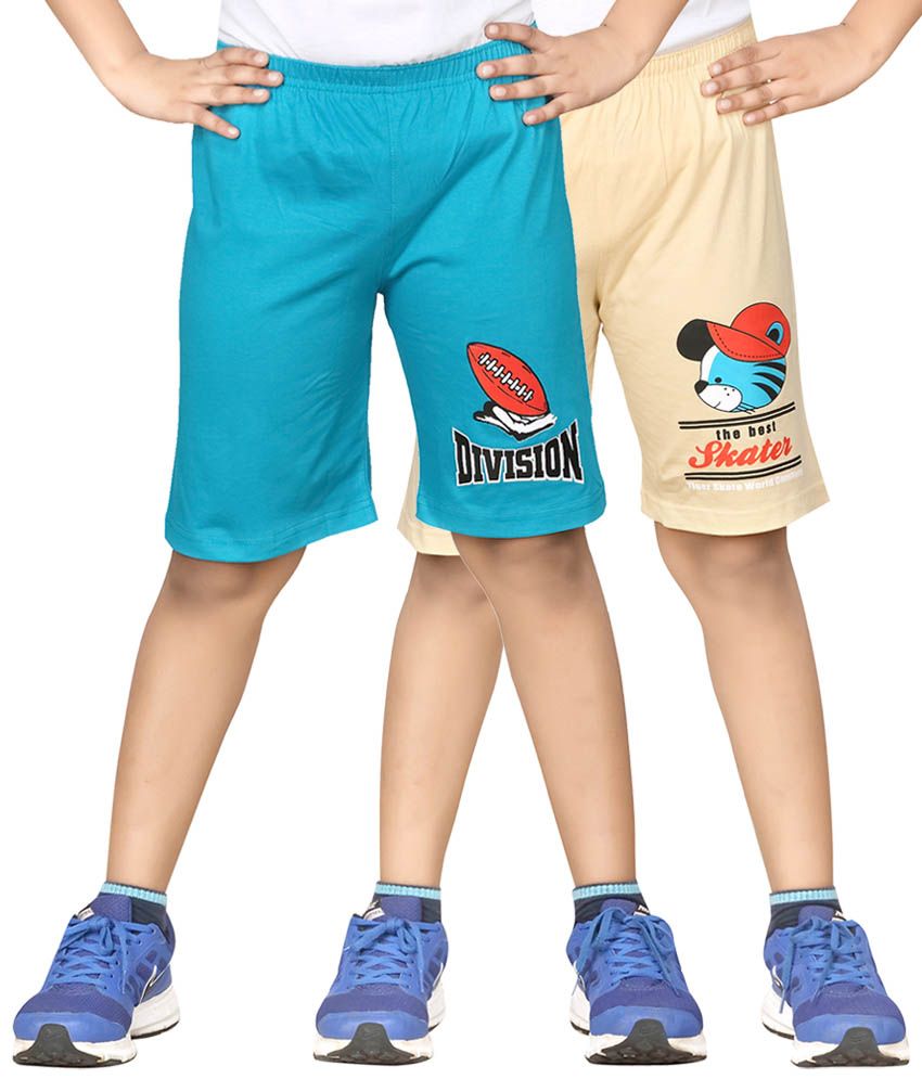     			Dongli Beige & Blue Shorts For Boys Set Of 2