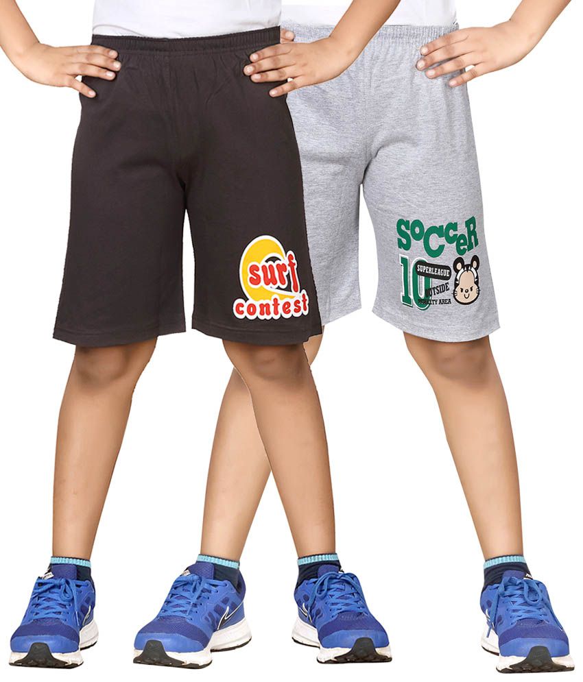     			Dongli Gray & Gray Shorts For Boys Set Of 2