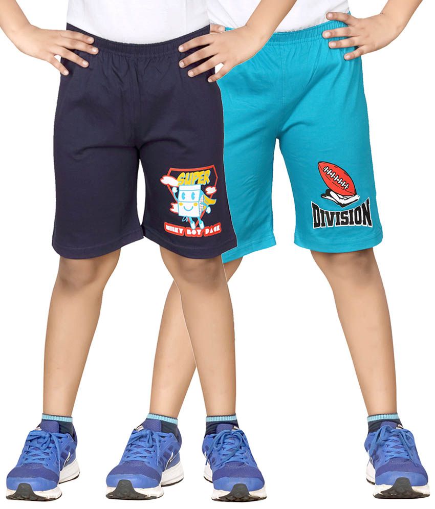    			Dongli Navy & Blue Shorts For Boys Set Of 2
