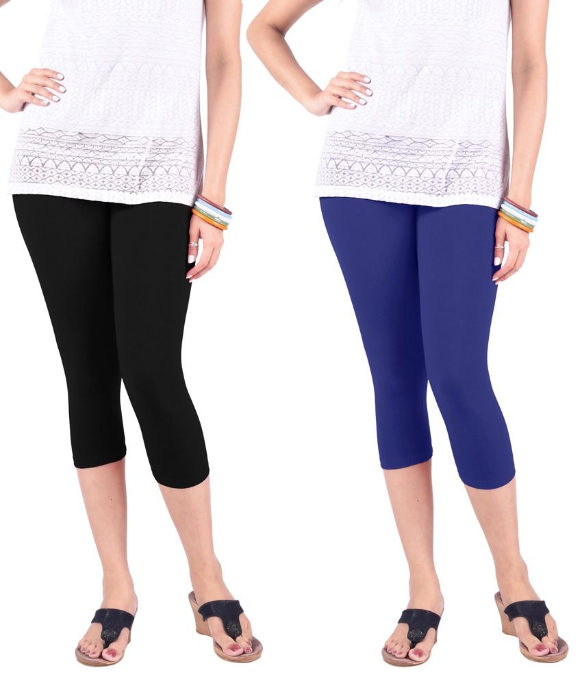 Buy Lux Lyra Black Cotton Capris Online at Best Prices in India - Snapdeal