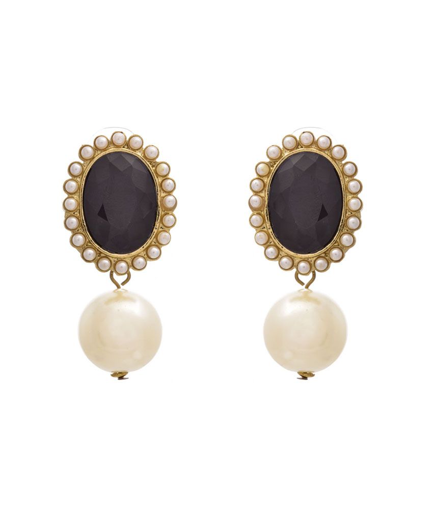     			Jfl - Jewellery For Less Black Gold Plated Stud Earrings