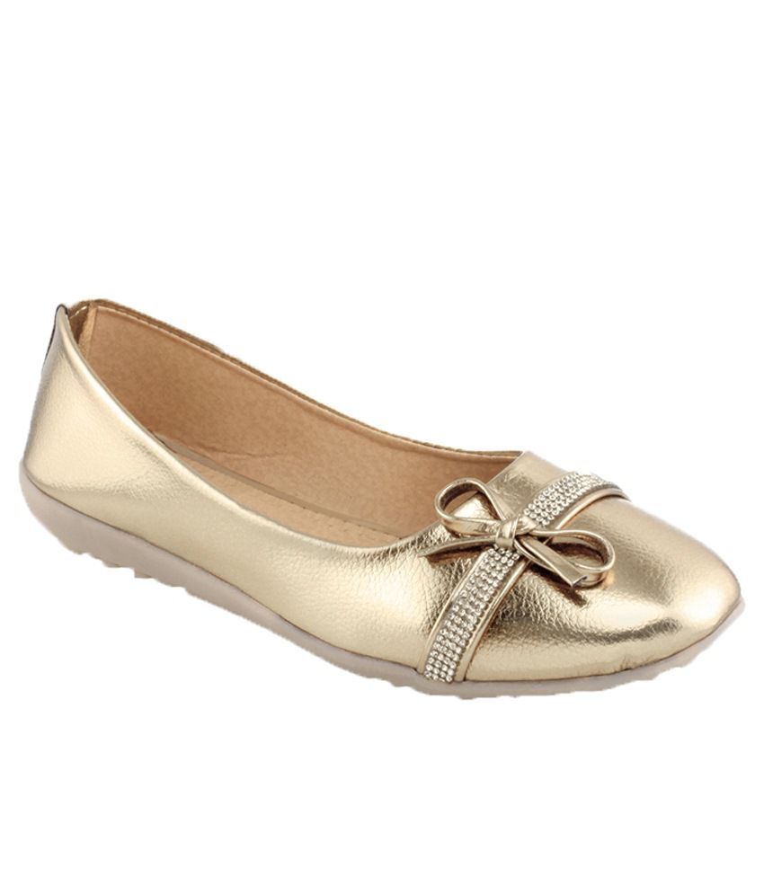     			Shoe Lab Gold Ballerinas