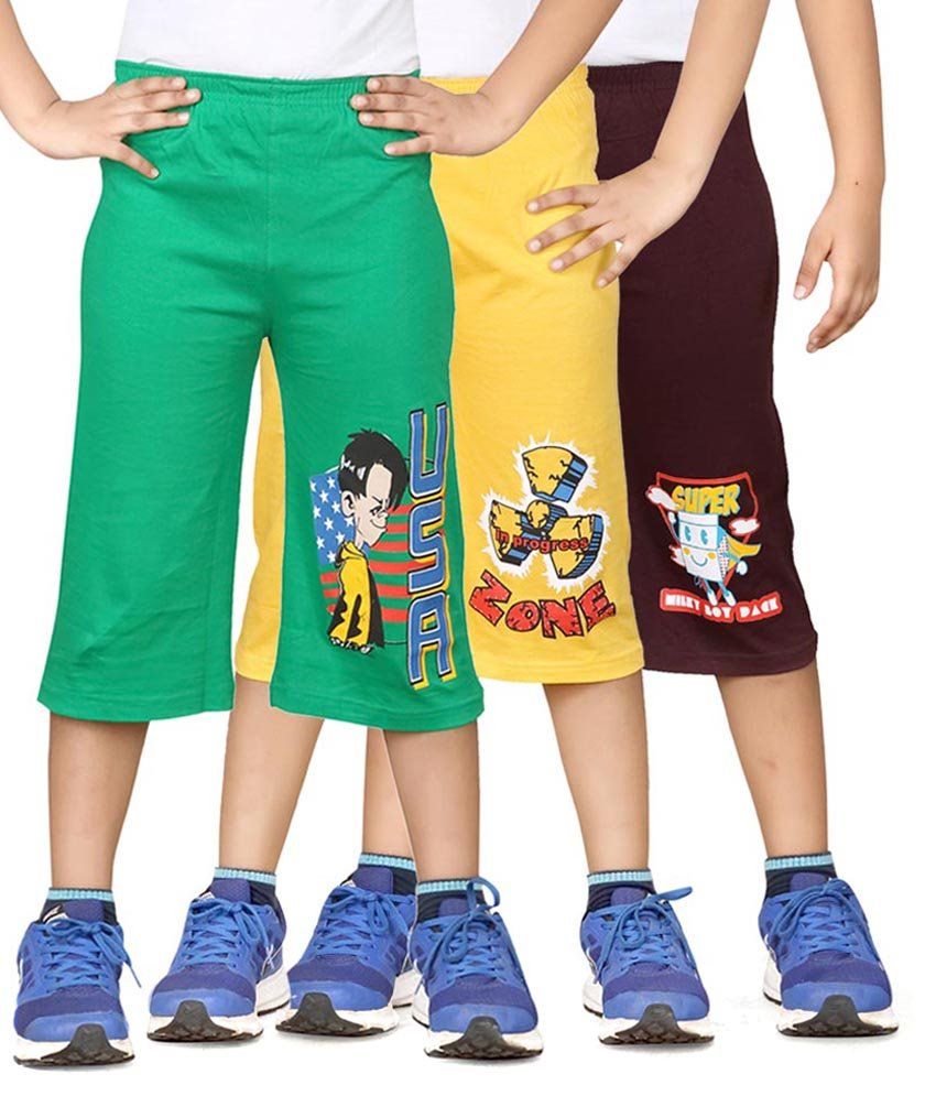     			Dongli Pack of 3 Cotton Three-Fourth For Boys ( Multi Color )