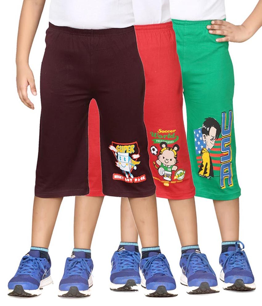     			Dongli Pack of 3 Cotton Three-Fourth For Boys ( Multi Color )