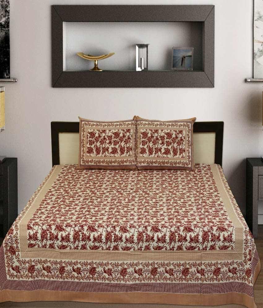 Bedsheetsleepwell Multicolor Cotton Double Bedsheet With 2 Pillow