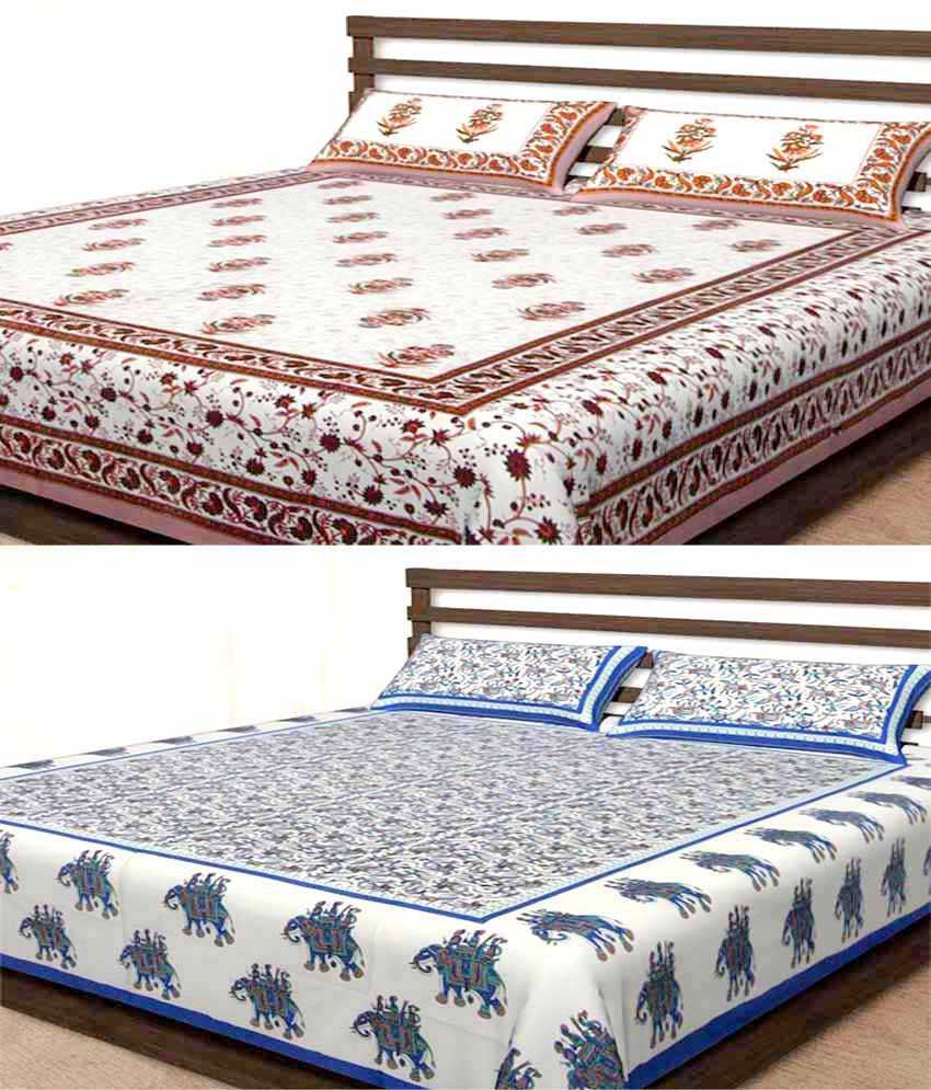     			Uniqchoice Cotton 2 Bedsheets with 4 Pillow Covers (213 cm x 240 cm)