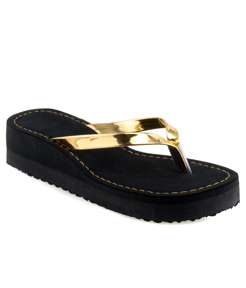     			Shoe Lab Gold Slippers & Flip Flops