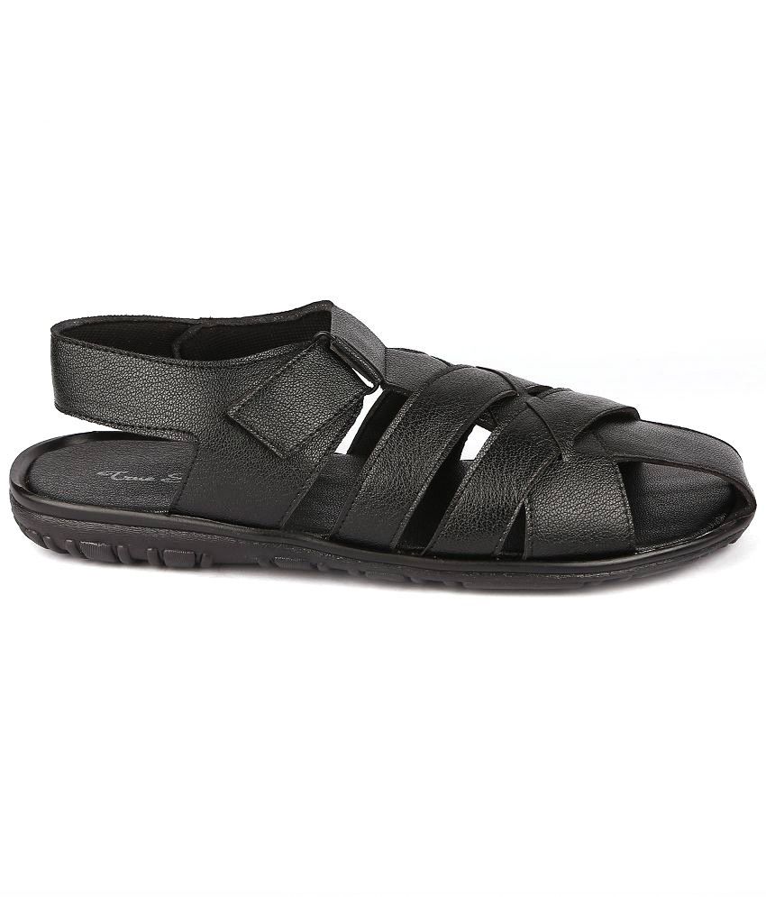 True Soles Black Sandals - Buy True Soles Black Sandals Online at Best ...