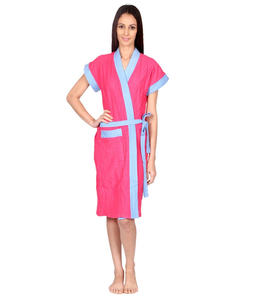 Buy Veena Ddesigner Pink cotton Bathrobes Online at Best Prices in