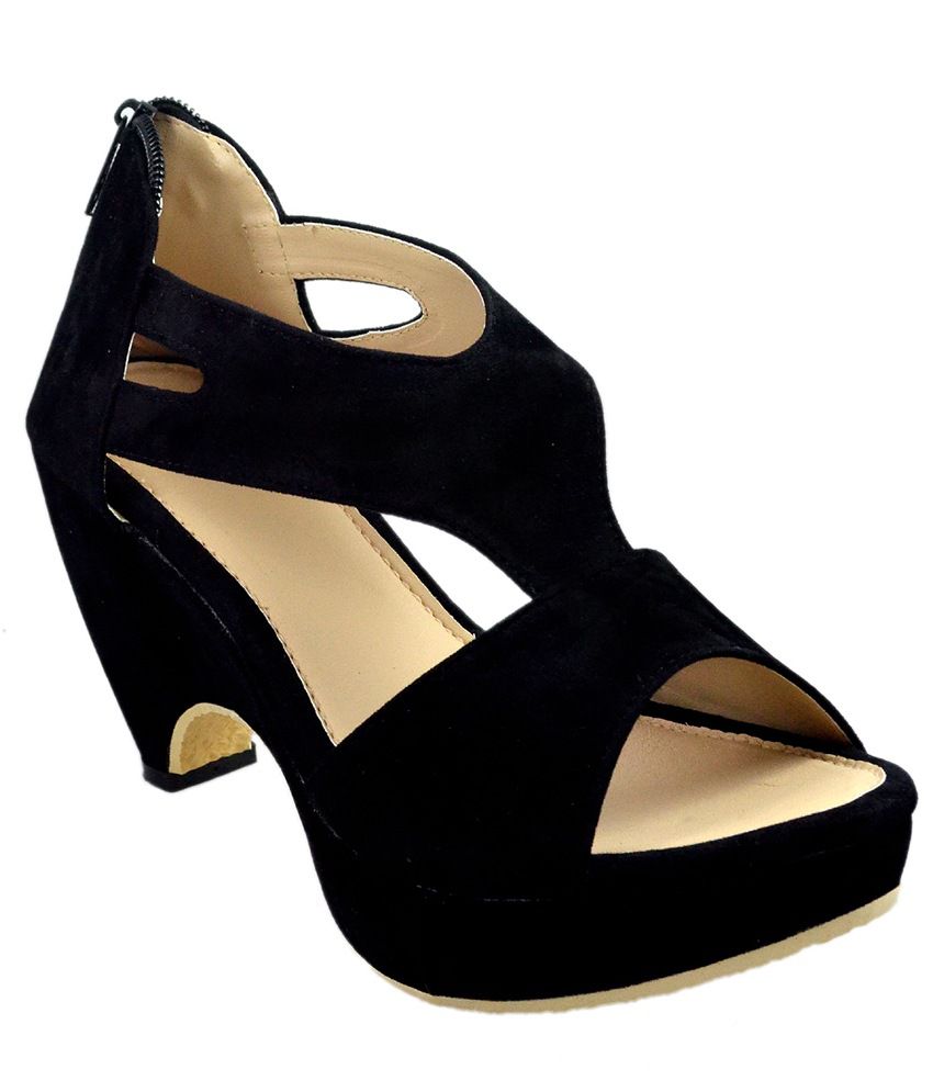     			Olive Fashion Black Cone Heels