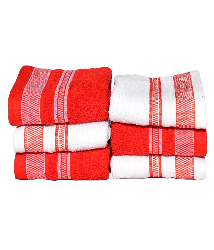 Vintana Red Cotton Hand Towel - Set Of 6 - Buy Vintana Red Cotton Hand Towel  - Set Of 6 Online at Low Price - Snapdeal
