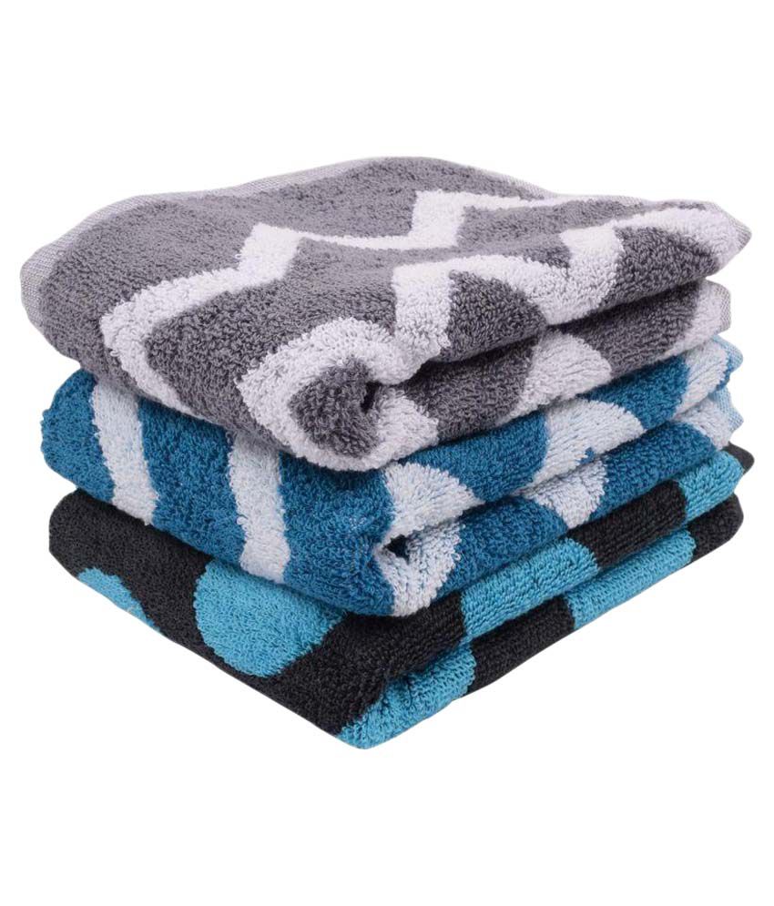     			Softweave Multicolour Woven Hand Towels - Set of 3