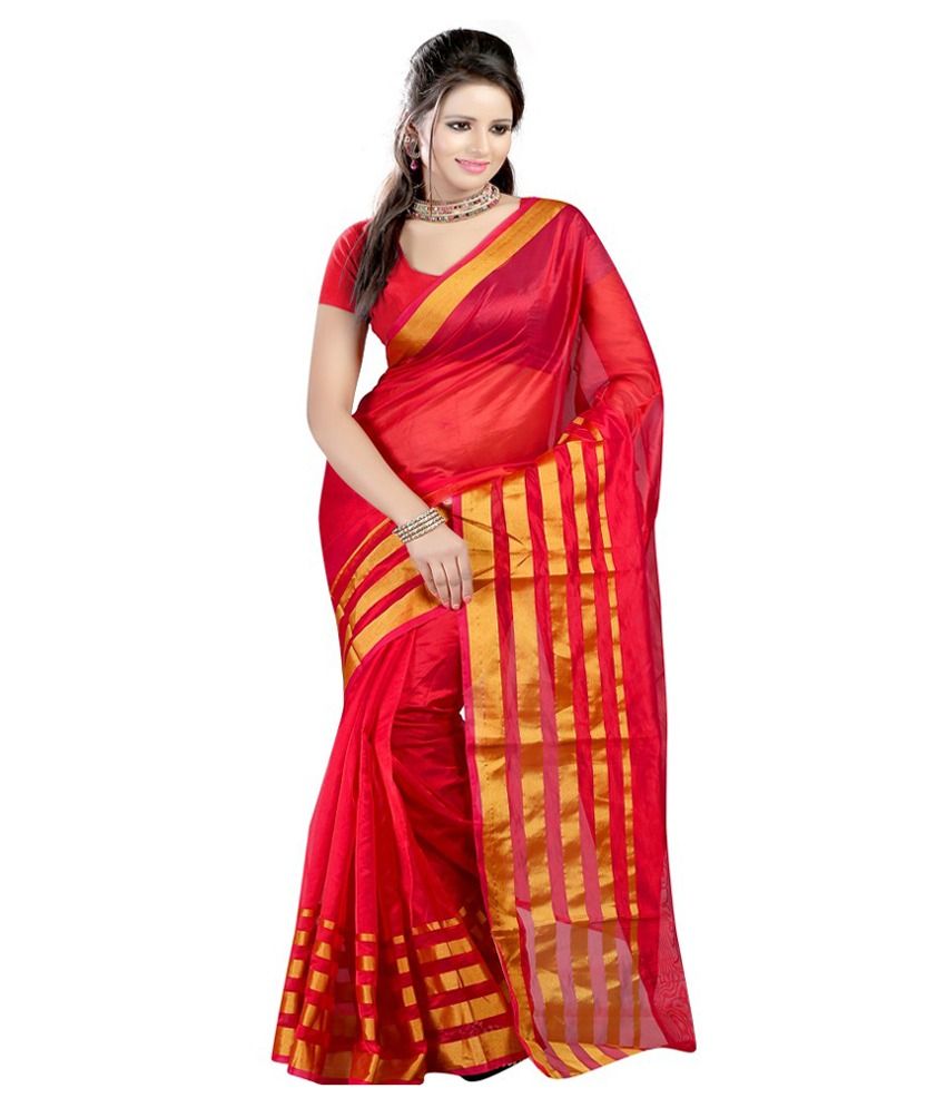 Aksh Fashion Red Art Silk Saree Buy Aksh Fashion Red Art Silk Saree 2160