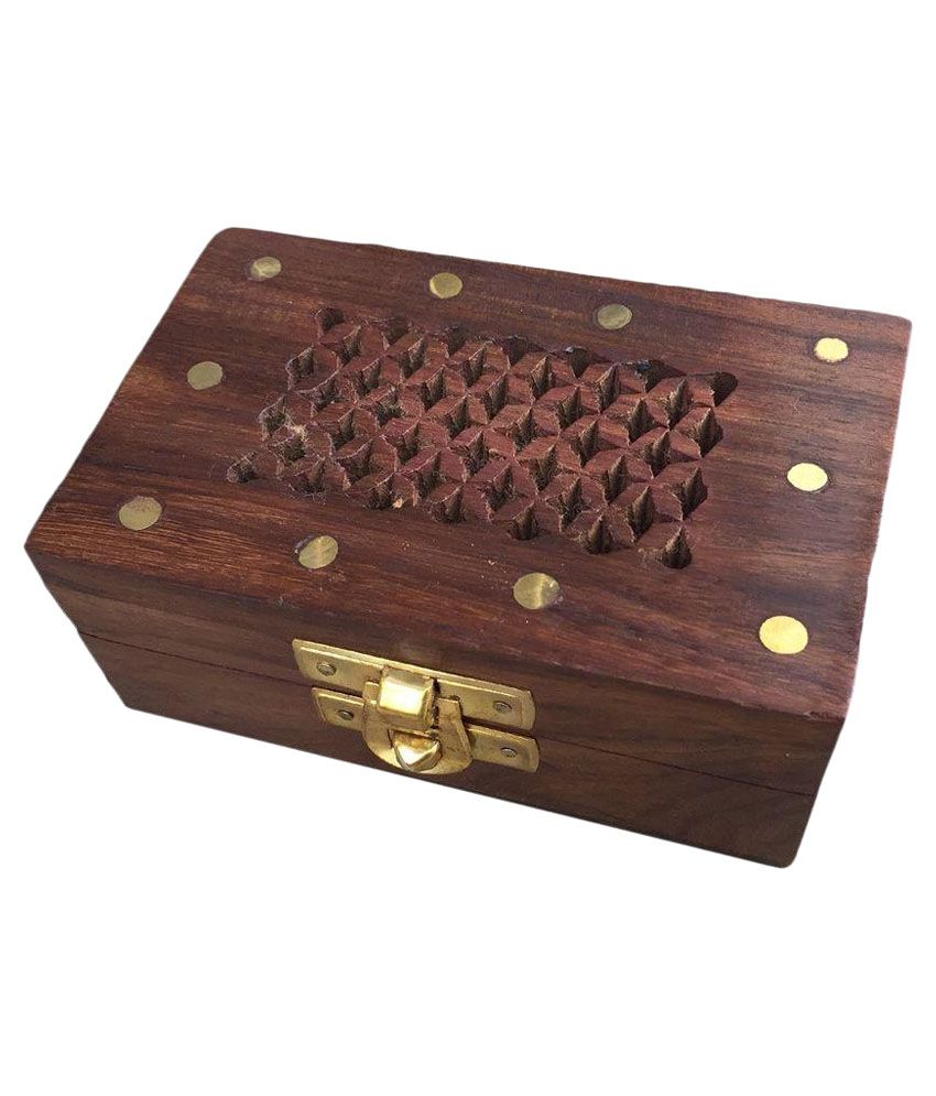 Craft Art India Beautiful Rectangular Small Wooden Jewellery Craft Art India Beautiful Rectangular Small Wooden Jewellery Accessories Storage Box With Handcrafted Design