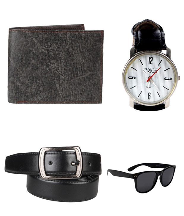 Lenin Combo of Leather Belt, Wallet, Wrist Watch  