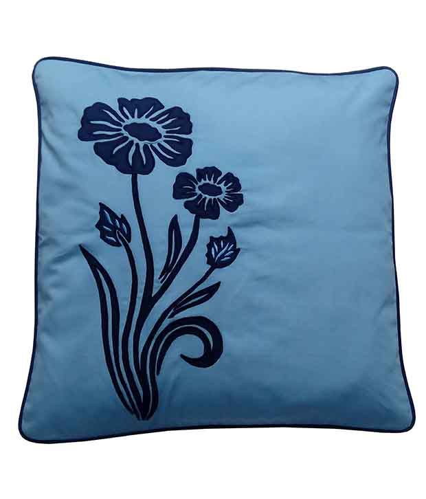     			Hugs'n'Rugs Single Cotton Blue Cushion Cover (40 x 40 cm)