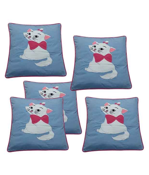     			Hugs'n'Rugs Set of 5 Cotton Cushion Covers 40X40 cm (16X16)