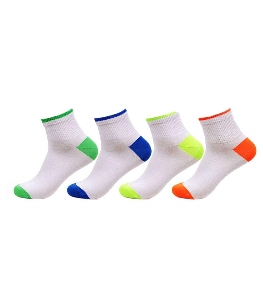    			Bonjour White Casual Ankle Length Socks