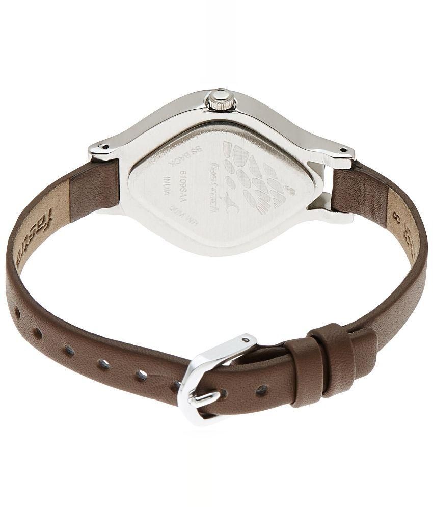 fastrack brown leather watch