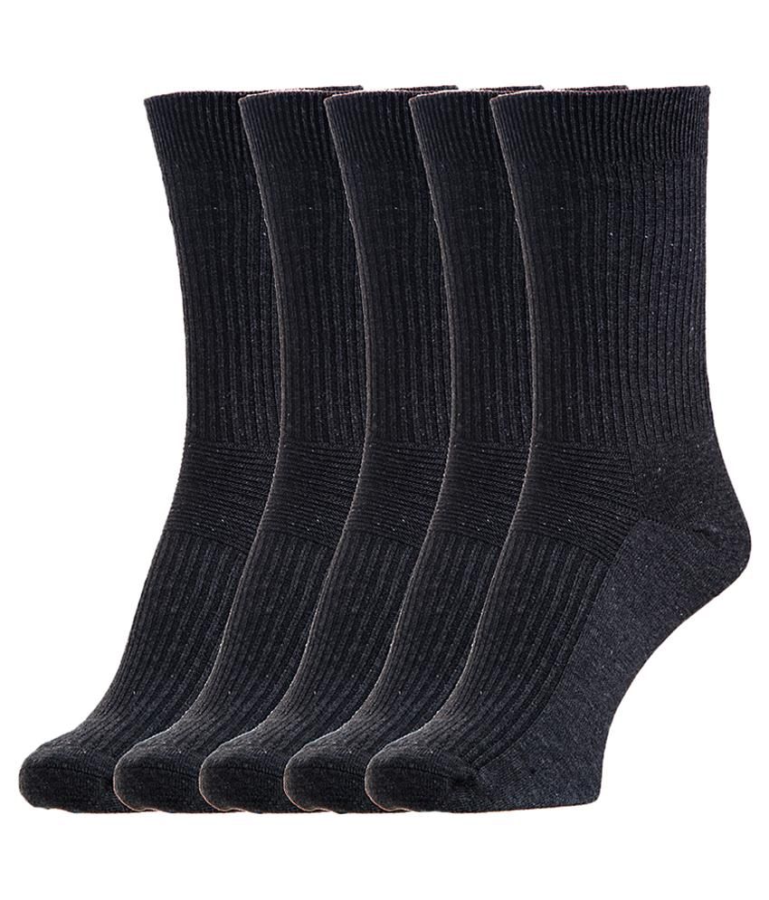     			Hans Gray Cotton Full Length Socks Pack Of 5