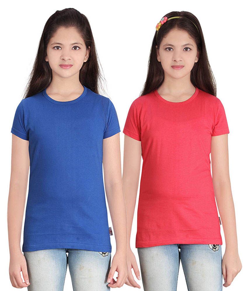     			Sini Mini Pack of 2 Girls 100% Cotton T-Shirts ( Blue )