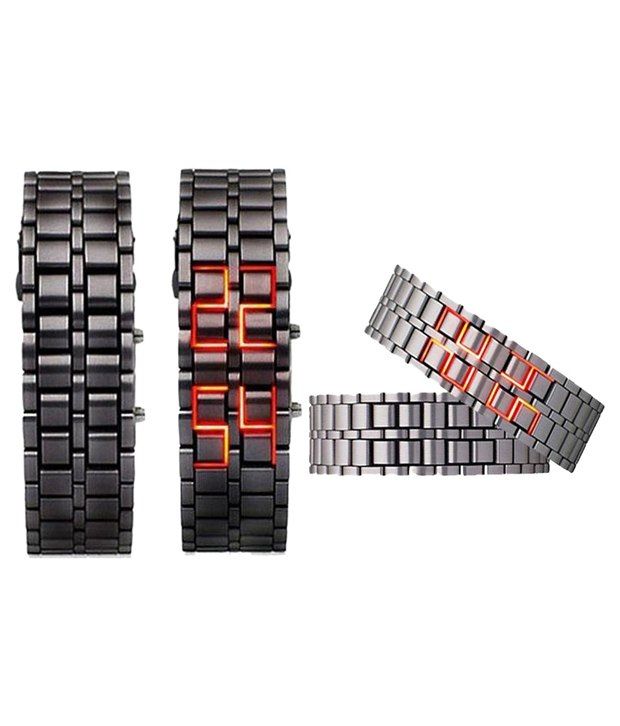 smc black digital led watch