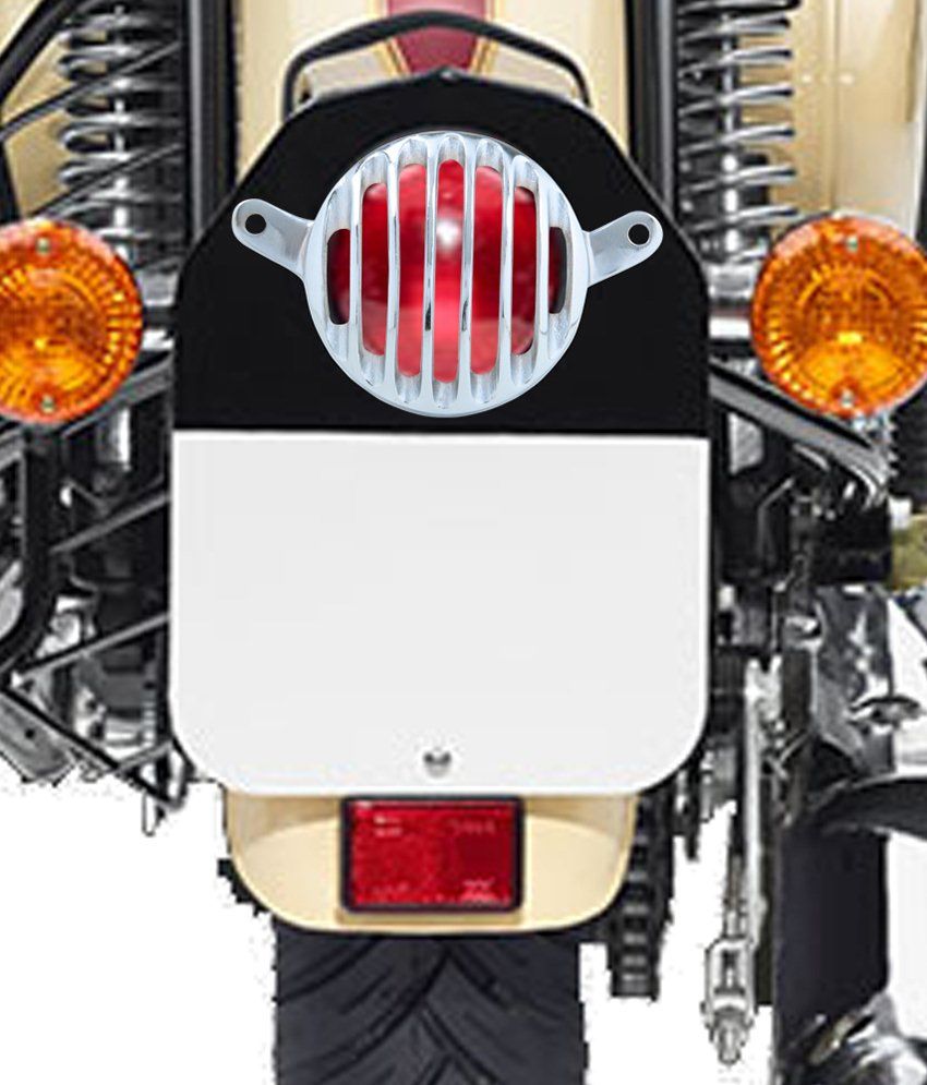 R.J.Von Rear Customized Tail Light, Indicator Grill Silver For Royal