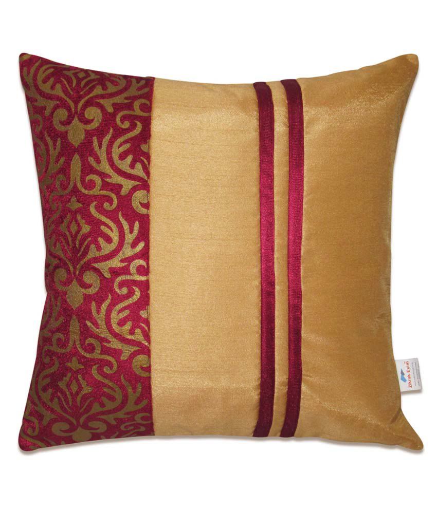    			Zikrak Exim Gold Polyester Cushion Cover- 1 Pc
