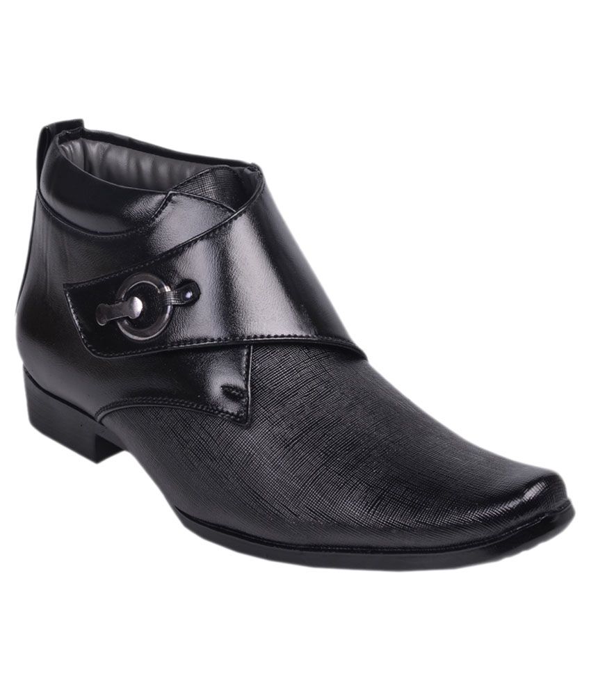     			Aadi Black Formal Shoes