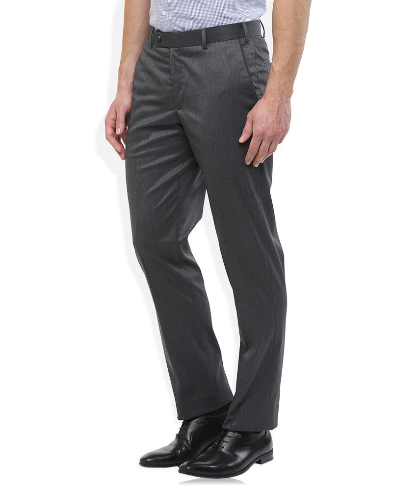 Park Avenue Grey Regular Fit Trousers - Buy Park Avenue Grey Regular ...