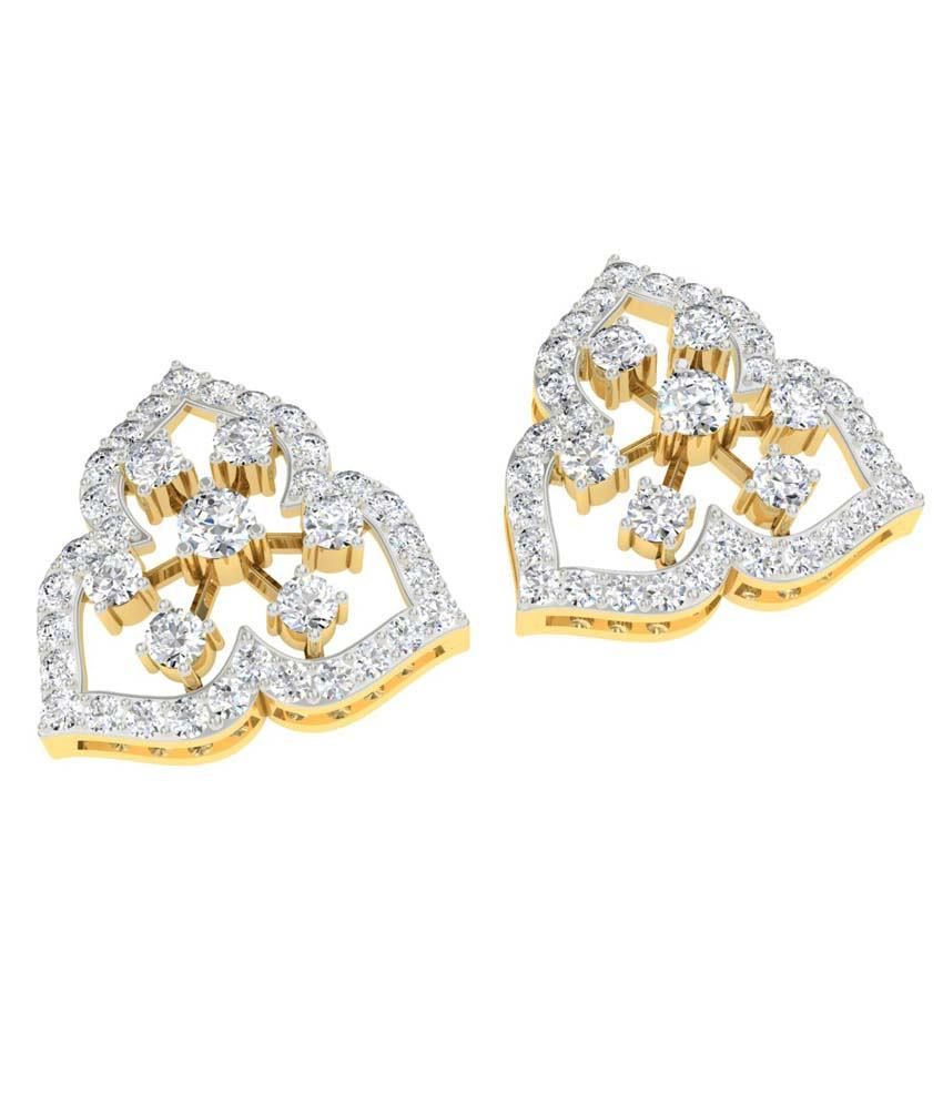 TBZ-The Original 18Kt Yellow Gold Evening Wear Stud Earrings with ...