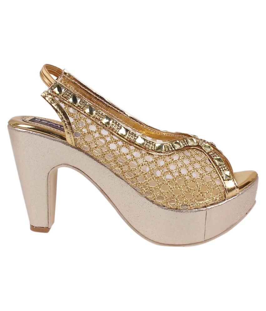 wide fit gold platform heels