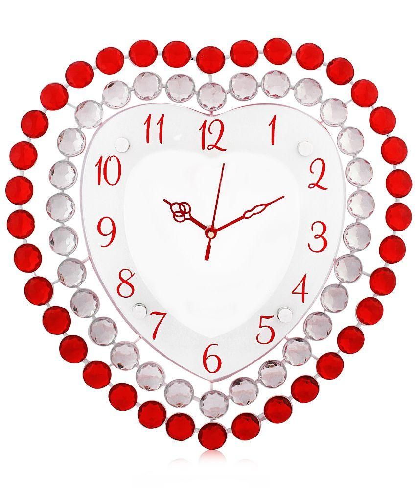 Victor Whitered Crystal Studded Heart Shaped Designer Analog Wall Clock Buy Victor Whitered Crystal Studded Heart Shaped Designer Analog Wall Clock At Best Price In India On Snapdeal