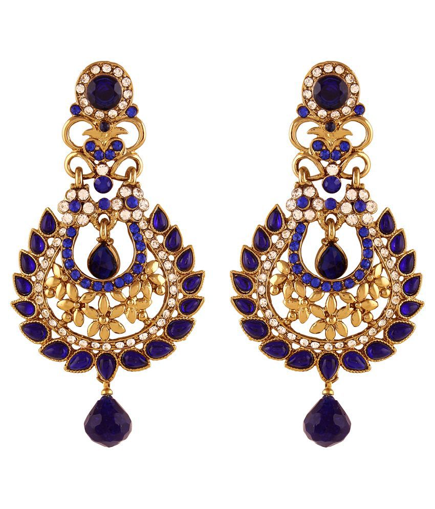 I Jewels Blue Traditional Gold Plated Handcrafted Kundan & Stone ...