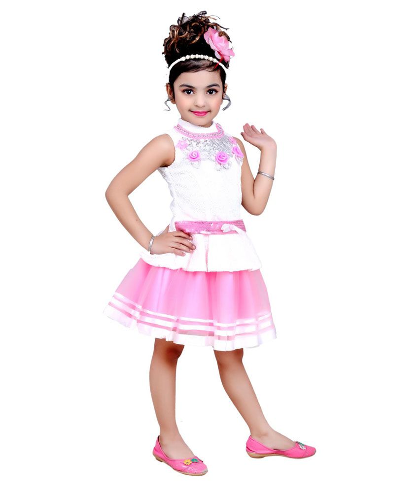     			Arshia Fashions Pink Net Dresses
