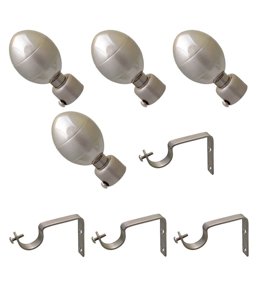 Buy La Belleza Oval Stainless Steel Curtain Rod Bracket With