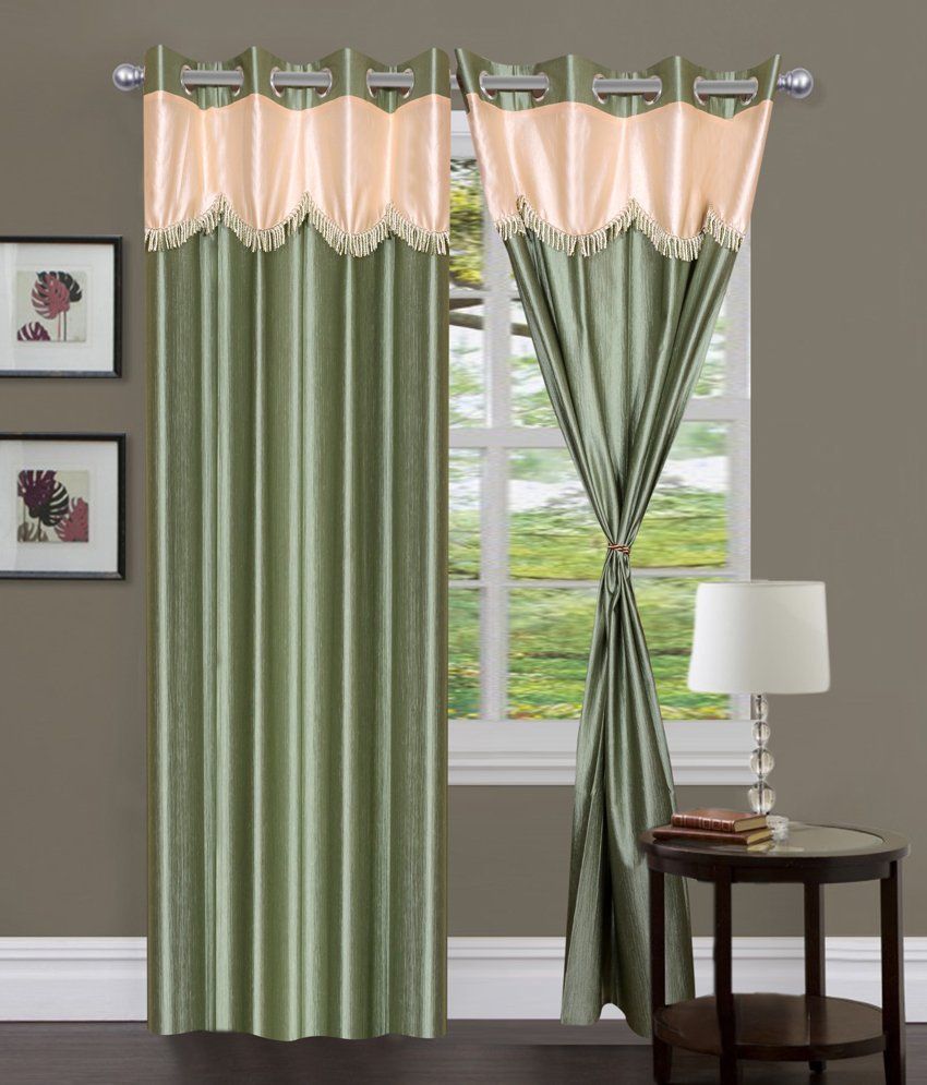 Tanishka Fabs Solid Semi-Transparent Eyelet Door Curtain 7 ft Pack of 6 ...